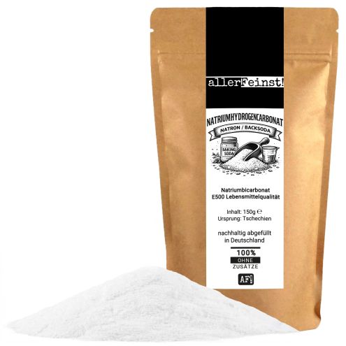 Natron/Backpulver Ersatz - Reines Natriumbicarbonat (Natriumhydrogencarbonat) E500 Lebensmittelqualität - Vielseitig für Haushalt, Küche und mehr - 150g