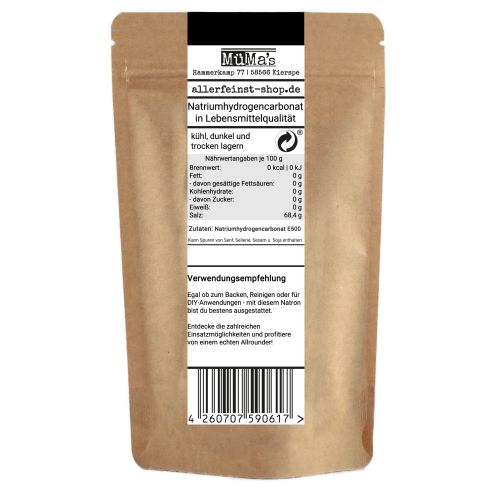 Natron/Backpulver Ersatz - Reines Natriumbicarbonat (Natriumhydrogencarbonat) E500 Lebensmittelqualität - Vielseitig für Haushalt, Küche und mehr - 150g