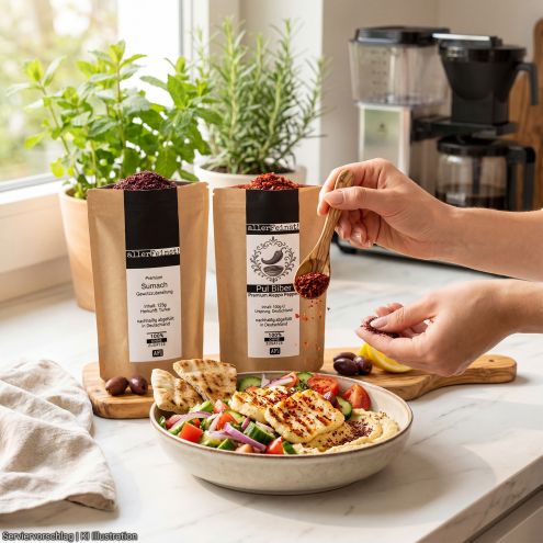 Gewürz Set - Feine Aromen des Südens - Säure & Schärfe - Premium Sumach Pulver (125g) und Pul Biber Premium Aleppo Pepper (100g)