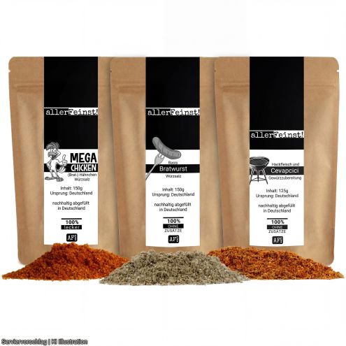 Grill Gewürz Set – Bratwurst, Cevapcici & Hähnchen Gewürz – BBQ Bundle für Fleisch, Marinade & Grill – Premium Gewürzmischungen ohne Zusatzstoffe – Made in Germany