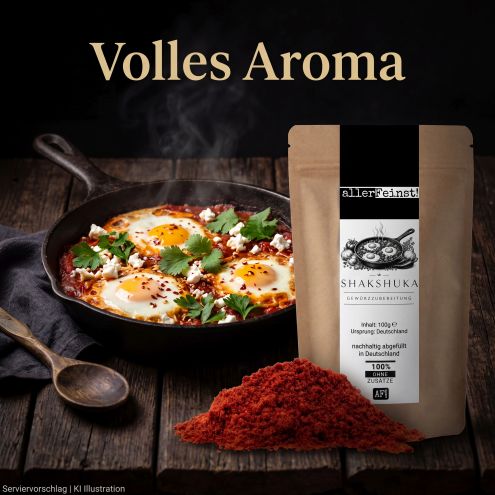 Shakshuka Gewürzzubereitung | Orientalische Gewürzmischung für Shakshuka, Tomatengerichte, Eiergerichte & mediterrane Küche | Cumin, Paprika & Koriander - 100g